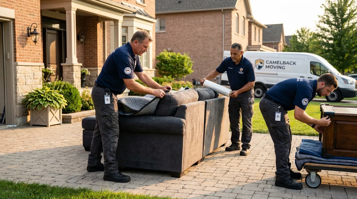 Large estate moving crew wrapping furniture in Hartshorne, OK